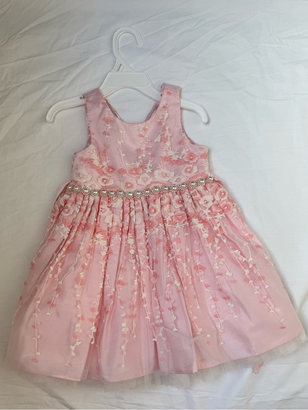 American Princess Pink Embroidered Floral Tulle Dress